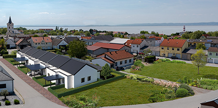 seniorenbungalows_podersdorf_vogelperspektive_mobile WohnPartner Anlage in Podersdorf am Neusiedler See